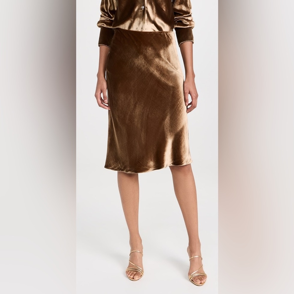 VINCE VELVET SHORT SILK-BLEND SLIP SKIRT,SIZE XS
